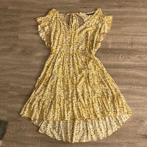SHEIN Yellow Floral Backless Dress